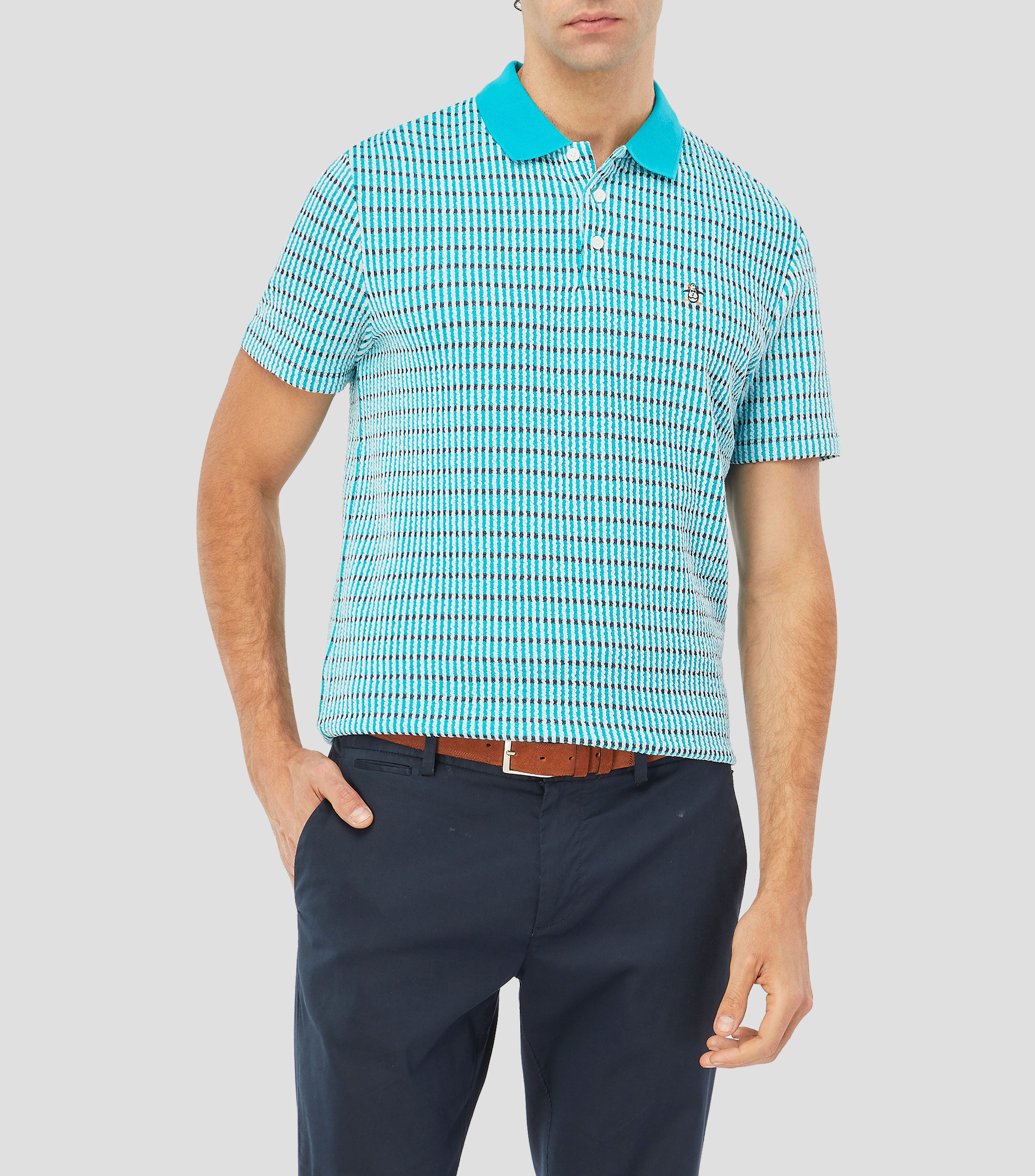 Playera tipo polo manga corta a rayas Hombre